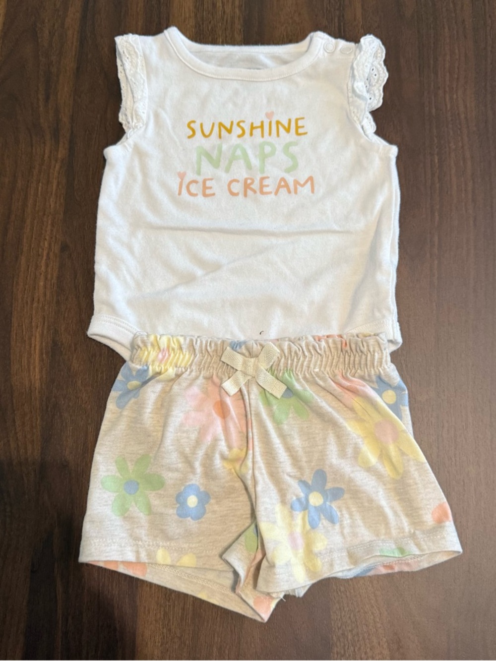 Baby girl onesie and shorts set